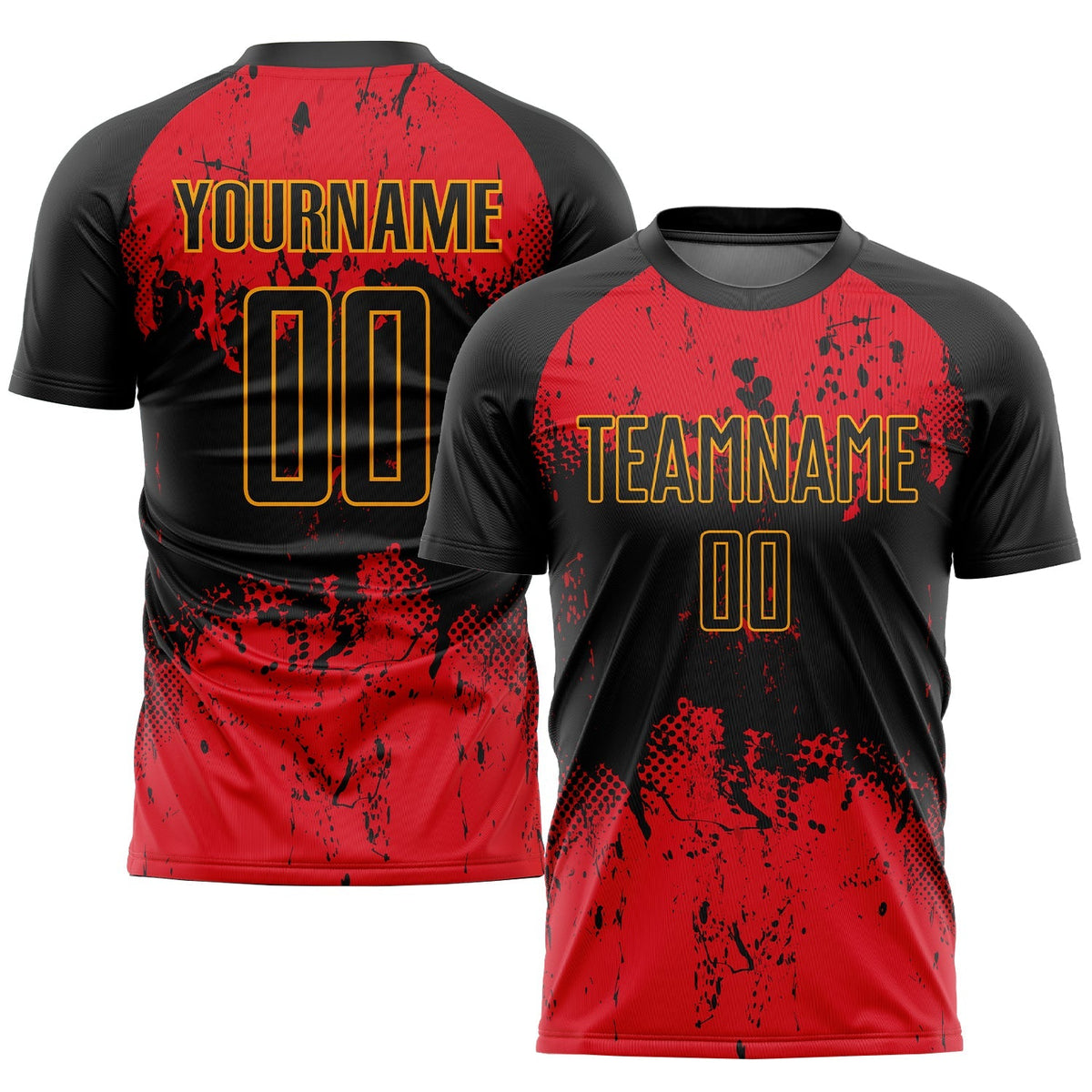 Custom Soccer Jersey - Black Red-Gold Sublimation Uniform product image 1