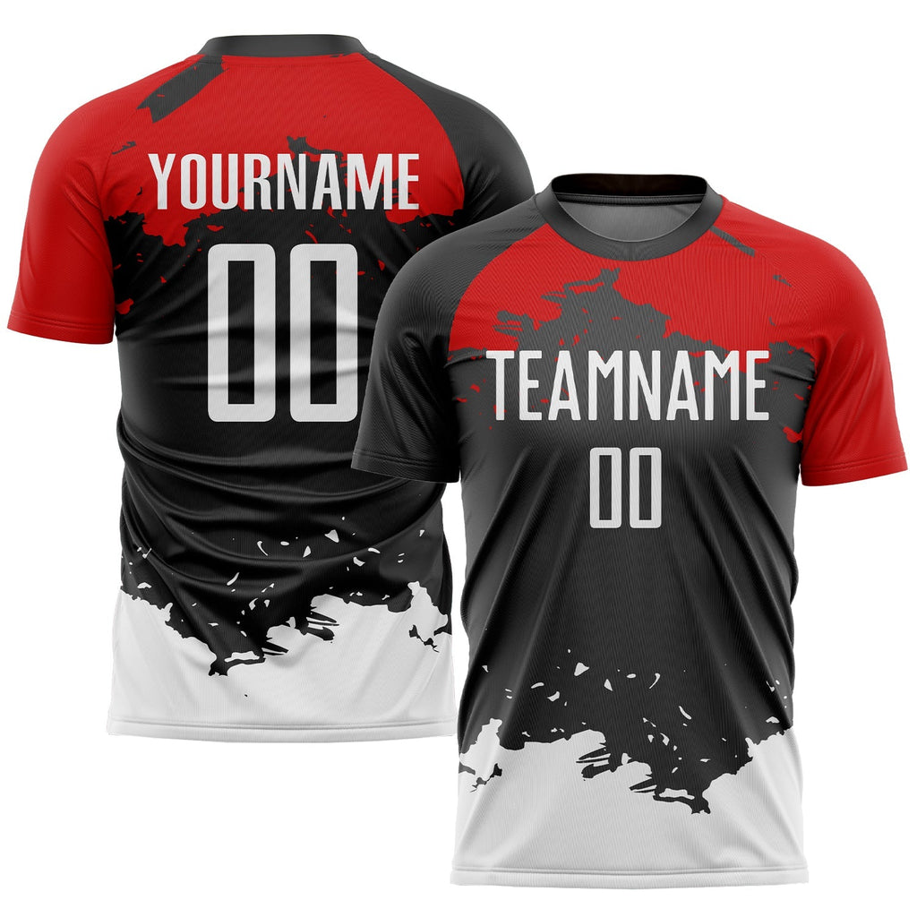 Custom Soccer Jersey - Black White-Red Sublimation Uniform product image 1