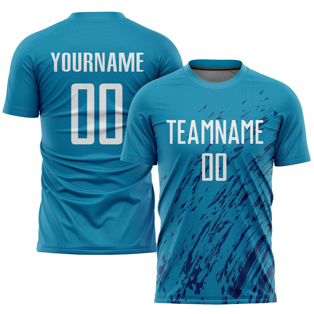 Custom Soccer Jersey - Panther Blue White-Black Sublimation product image 1