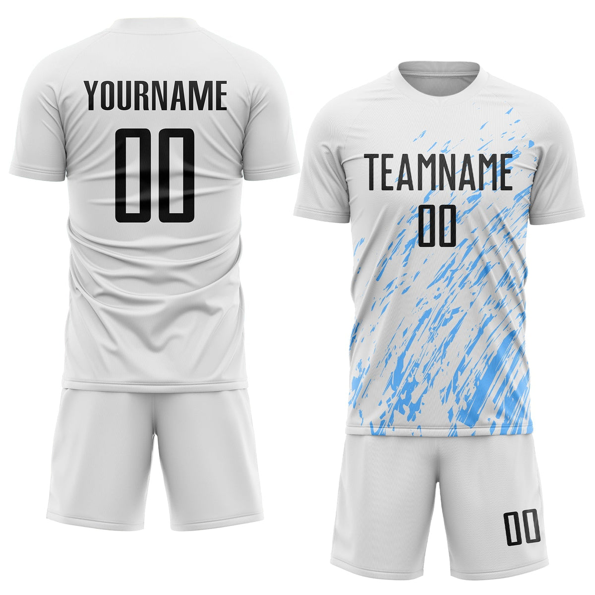 Custom Soccer Jersey - White Black-Light Blue Sublimation product image 2