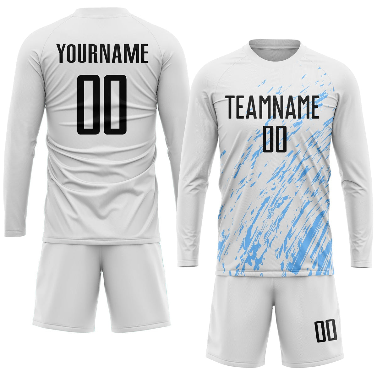 Custom Soccer Jersey - White Black-Light Blue Sublimation product image 4