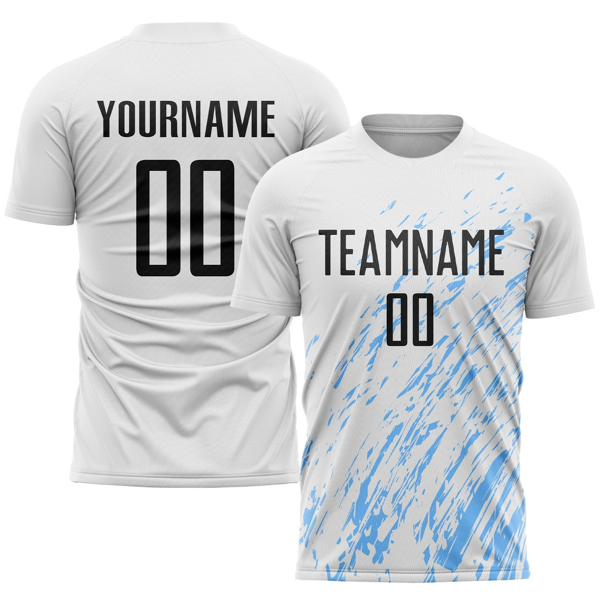 Custom Soccer Jersey - White Black-Light Blue Sublimation product image 1