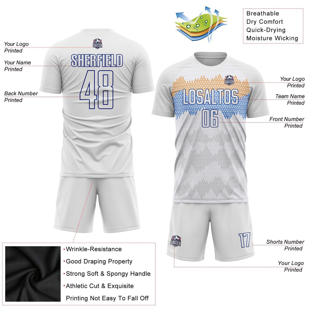 Custom Soccer Jersey - White Royal Sublimation Uniform product image 5