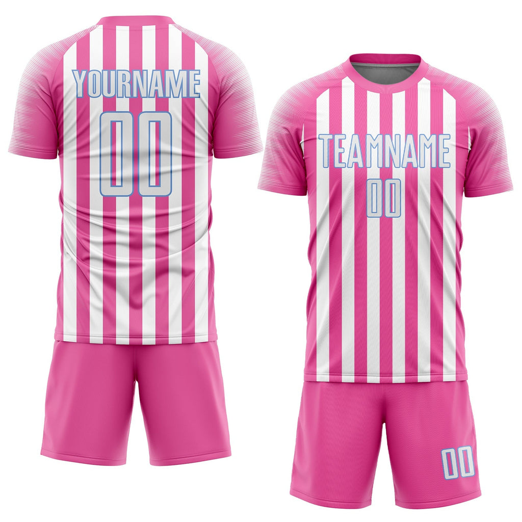 Custom Soccer Jersey - Pink White-Light Blue Sublimation product image 2