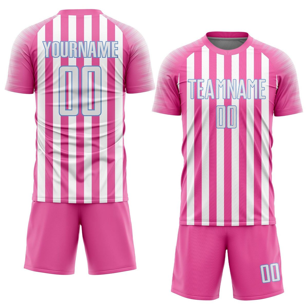 Custom Soccer Jersey - Pink White-Light Blue Sublimation product image 2