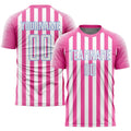 Custom Soccer Jersey - Pink White-Light Blue Sublimation product image 1