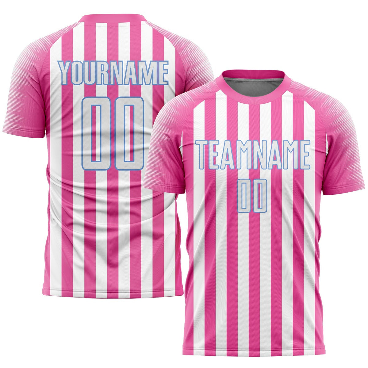 Custom Soccer Jersey - Pink White-Light Blue Sublimation product image 1