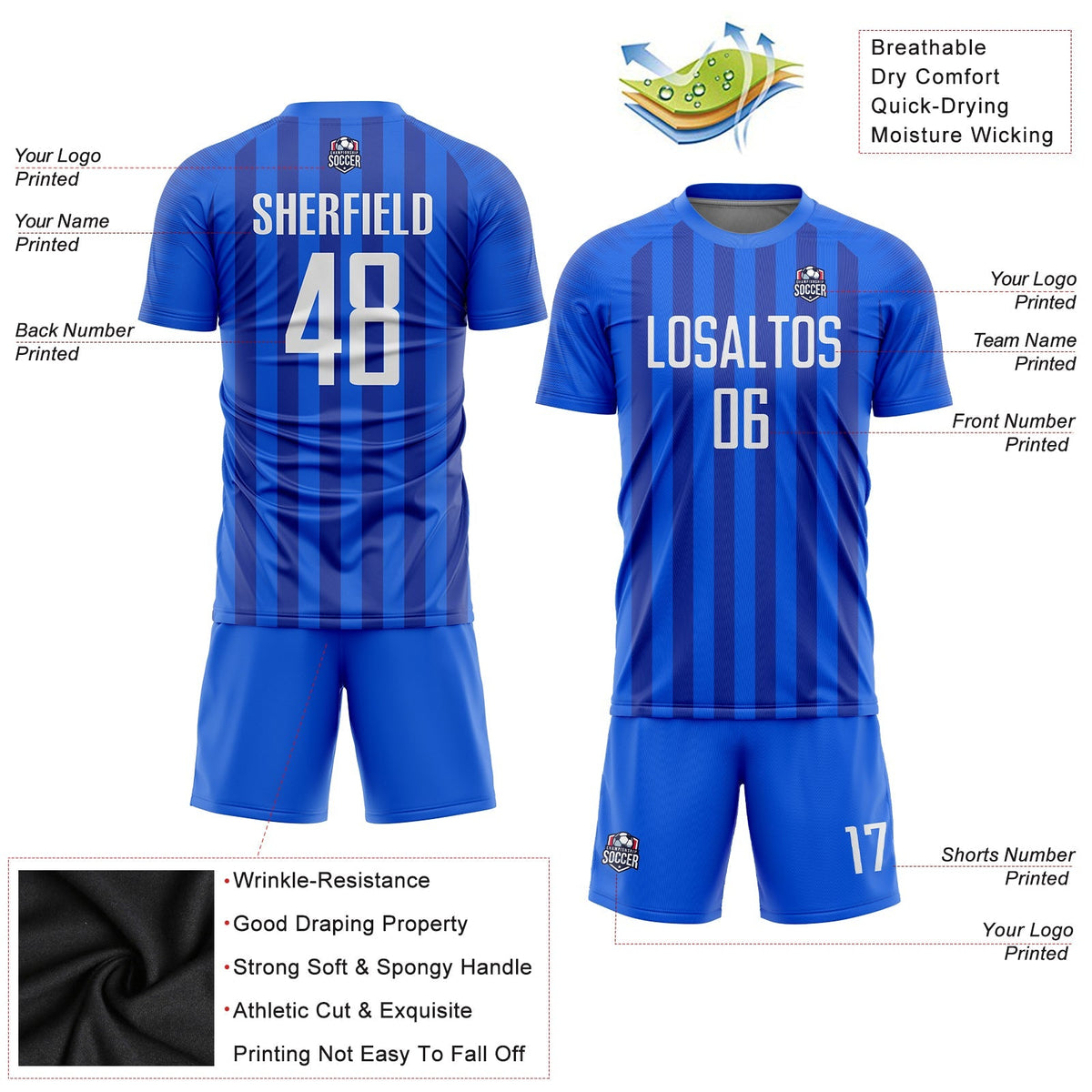 Custom Soccer Jersey - Royal White Sublimation Uniform product image 3