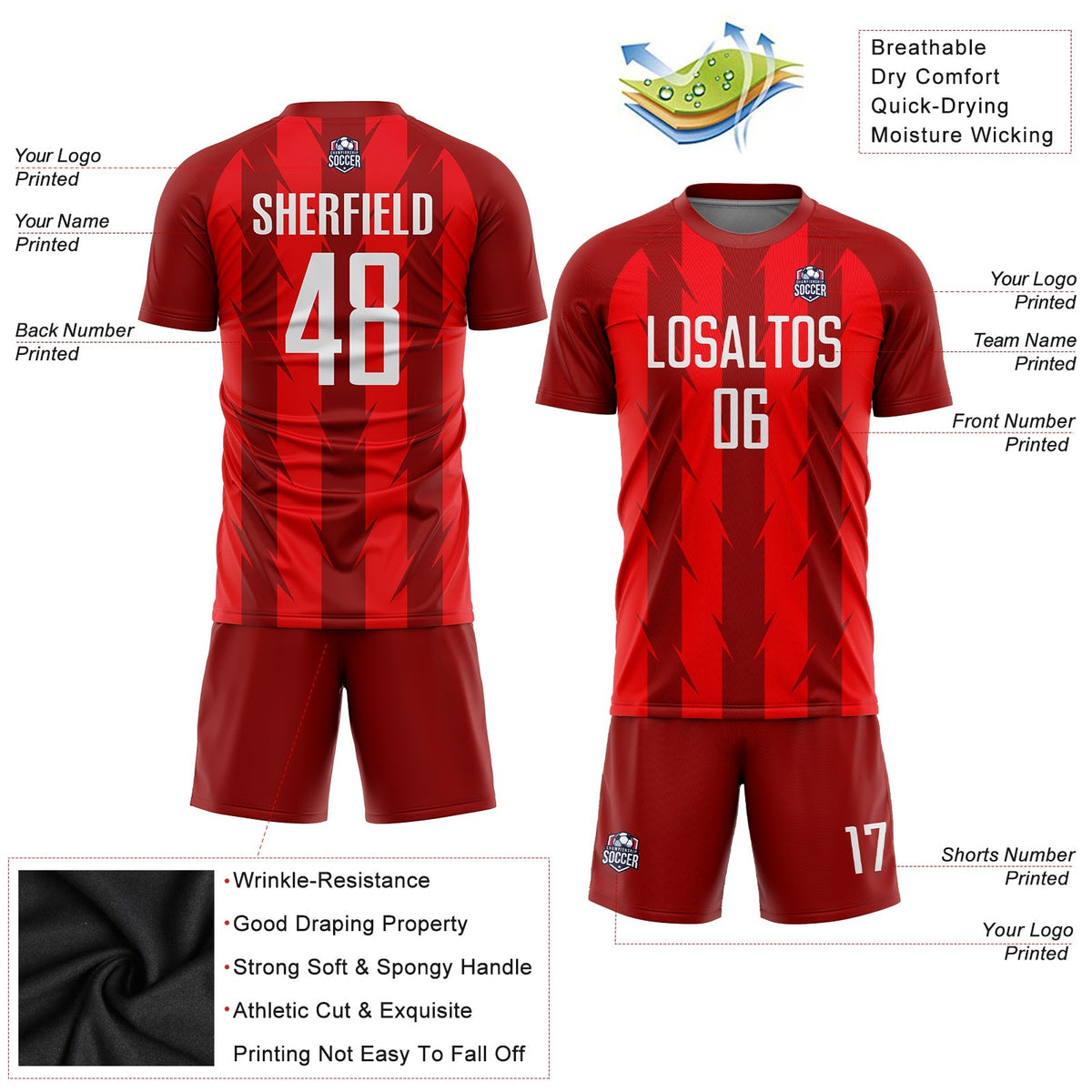 Custom Soccer Jersey - Red White Sublimation Uniform product image 5