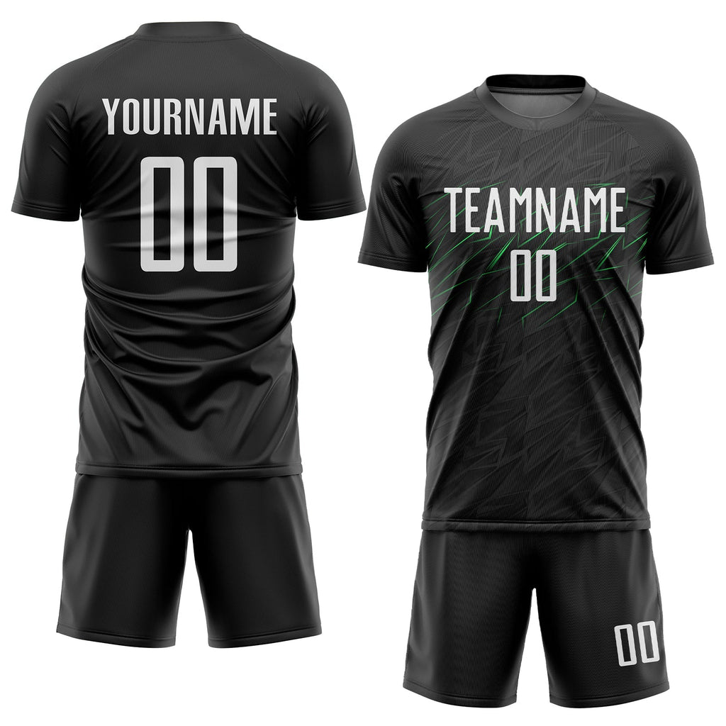 Custom Soccer Jersey - Black White-Neon Green Sublimation product image 2