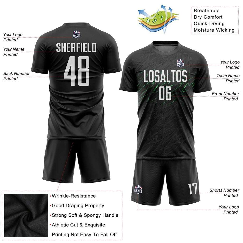 Custom Soccer Jersey - Black White-Neon Green Sublimation product image 5
