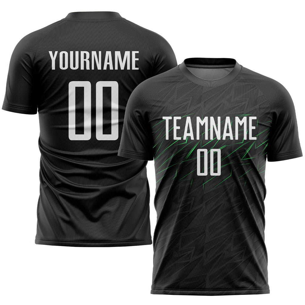 Custom Soccer Jersey - Black White-Neon Green Sublimation product image 1