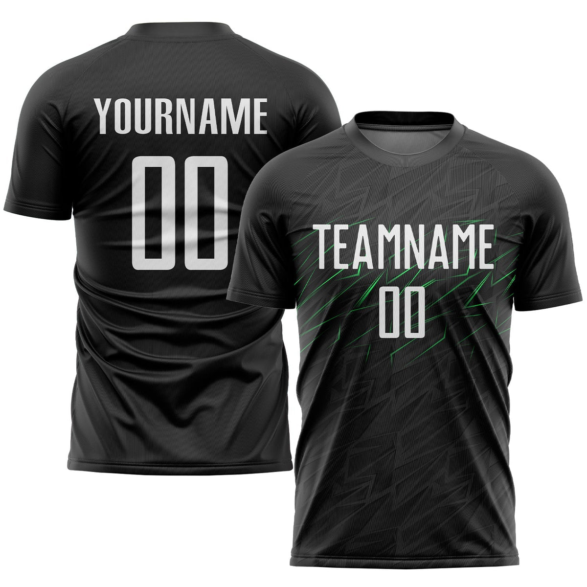 Custom Soccer Jersey - Black White-Neon Green Sublimation product image 1