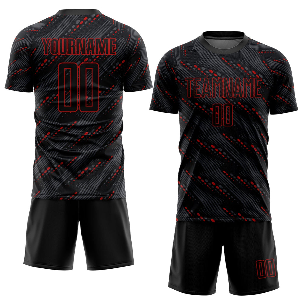 Custom Soccer Jersey - Black Red Sublimation Uniform product image 2