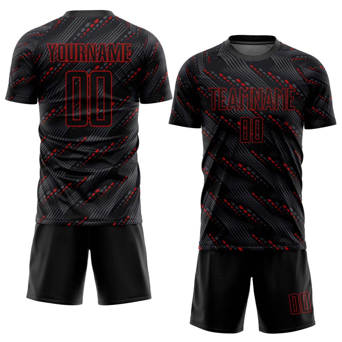 Custom Soccer Jersey - Black Red Sublimation Uniform product image 2