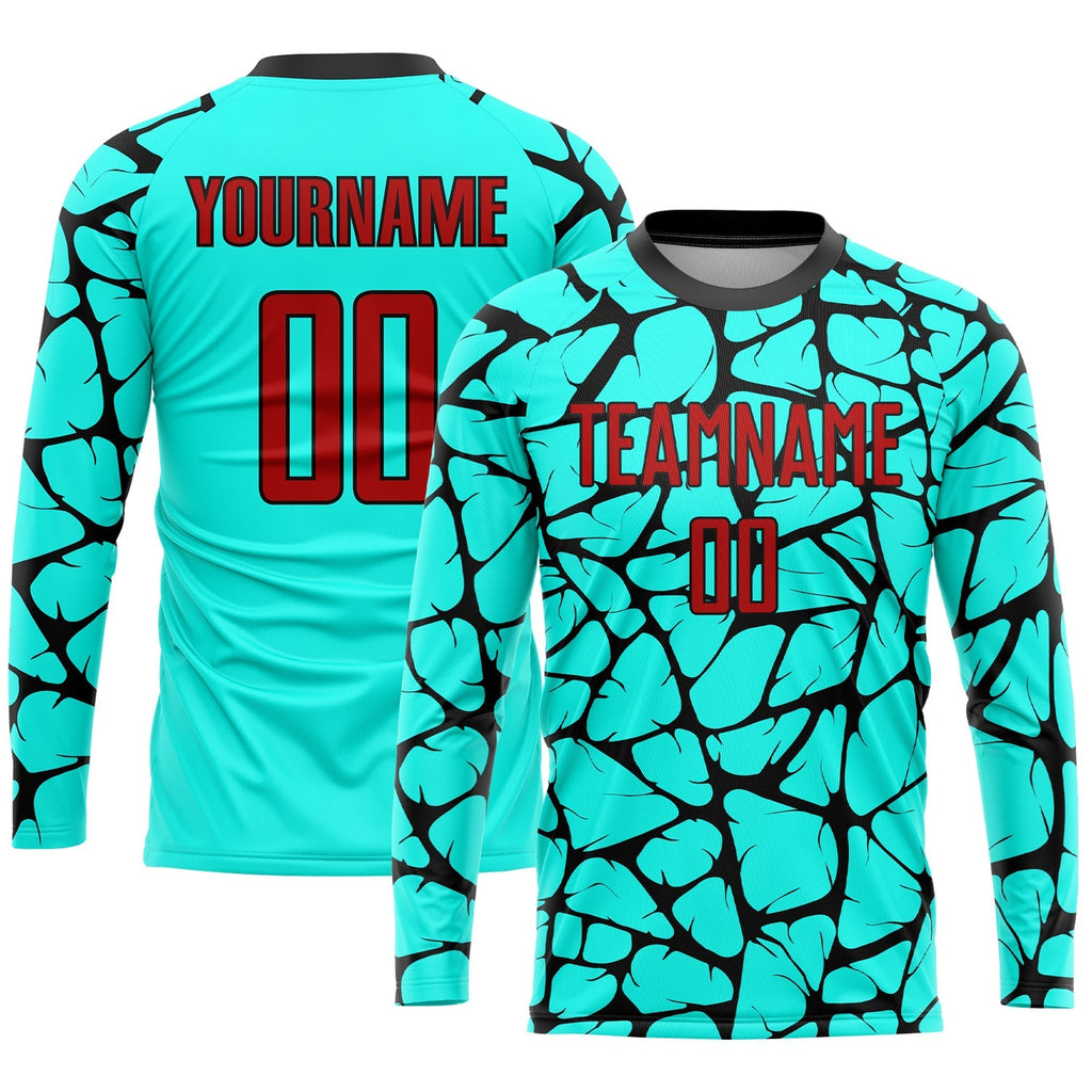 Custom Soccer Jersey - Aqua Red-Black Sublimation Uniform product image 3