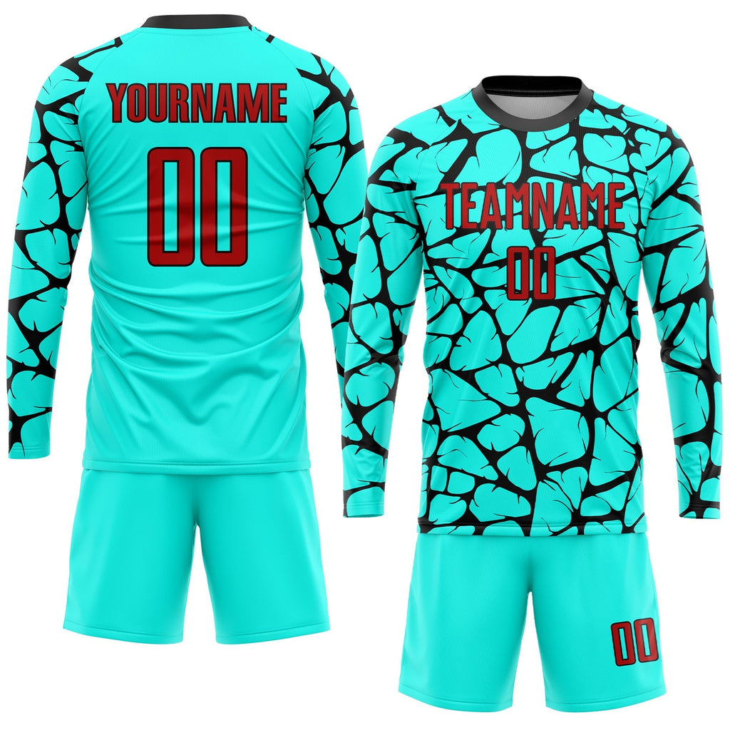 Custom Soccer Jersey - Aqua Red-Black Sublimation Uniform product image 4