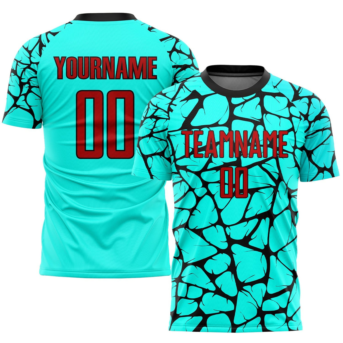 Custom Soccer Jersey - Aqua Red-Black Sublimation Uniform product image 1