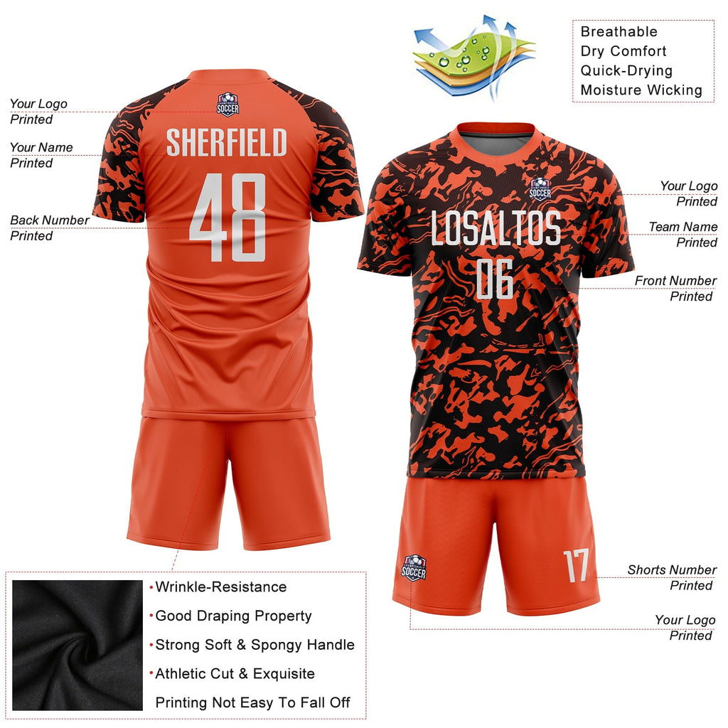 Custom Soccer Jersey - Orange White-Black Sublimation product image 5