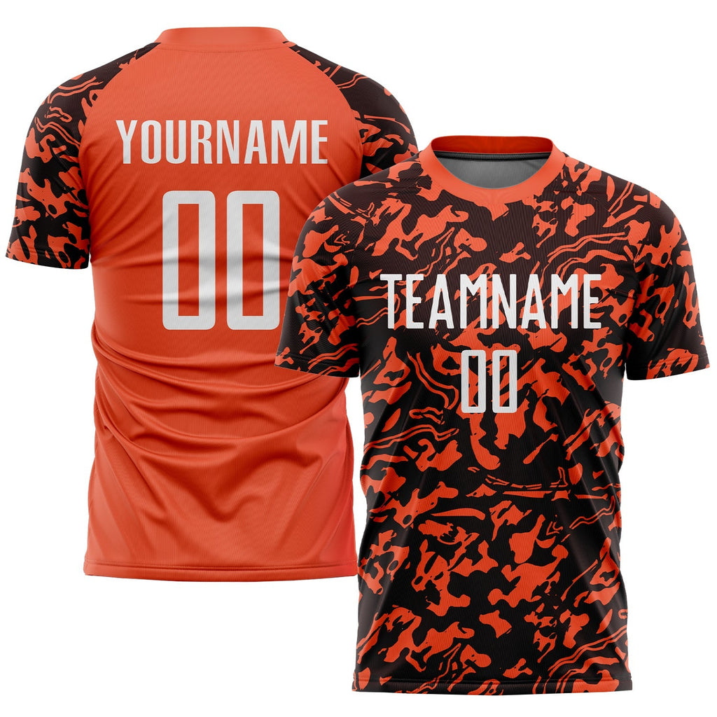 Custom Soccer Jersey - Orange White-Black Sublimation product image 1