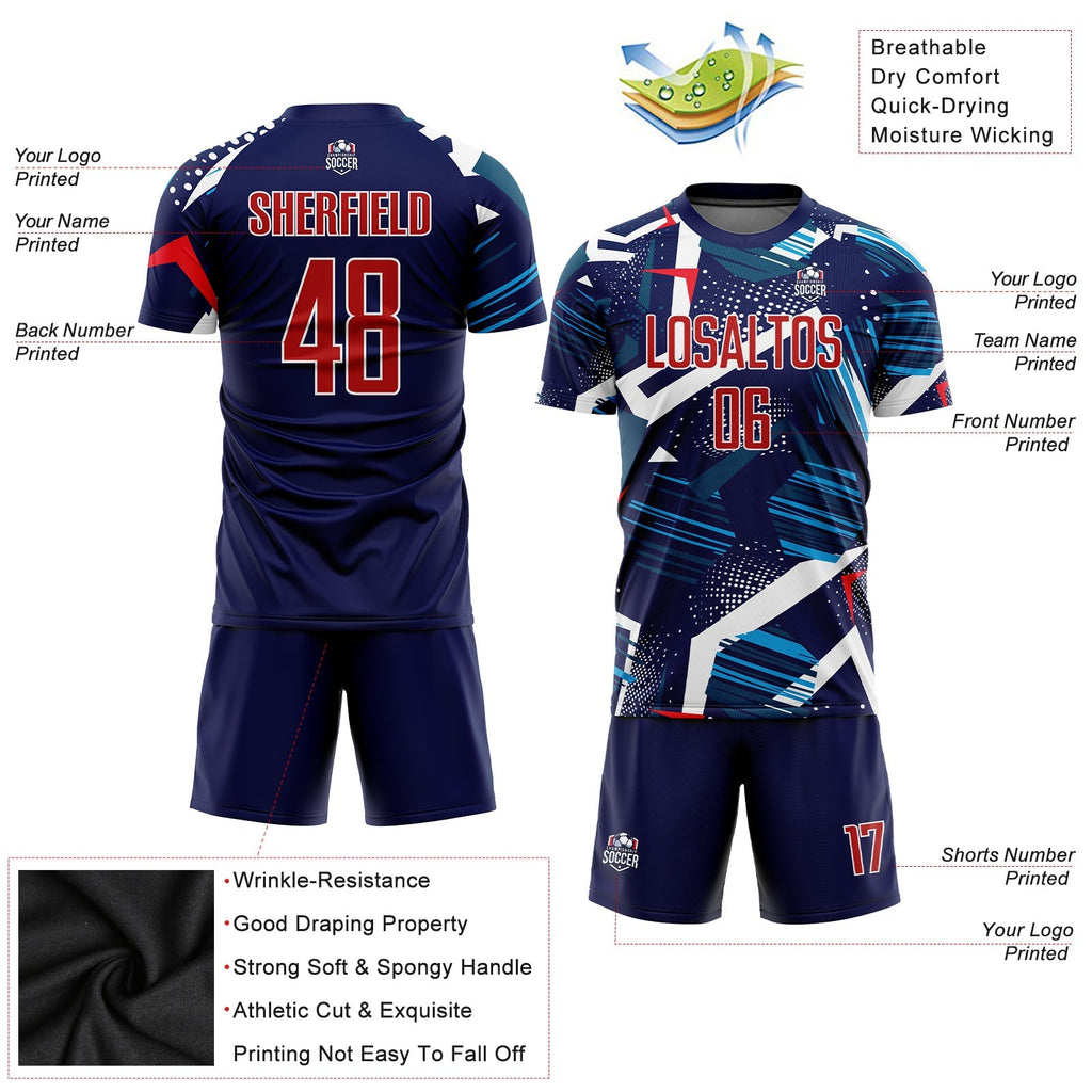 Custom Soccer Jersey - Navy Red-White Sublimation Uniform product image 5