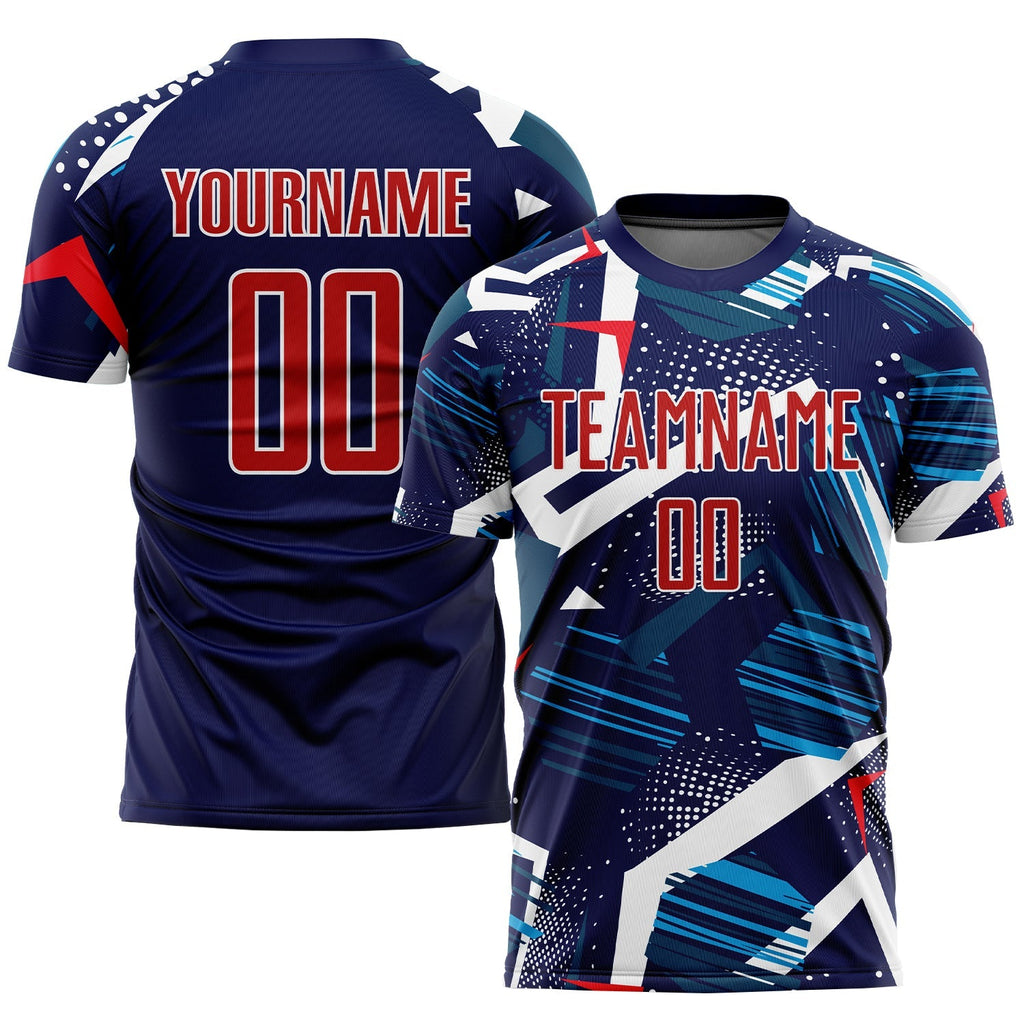 Custom Soccer Jersey - Navy Red-White Sublimation Uniform product image 1