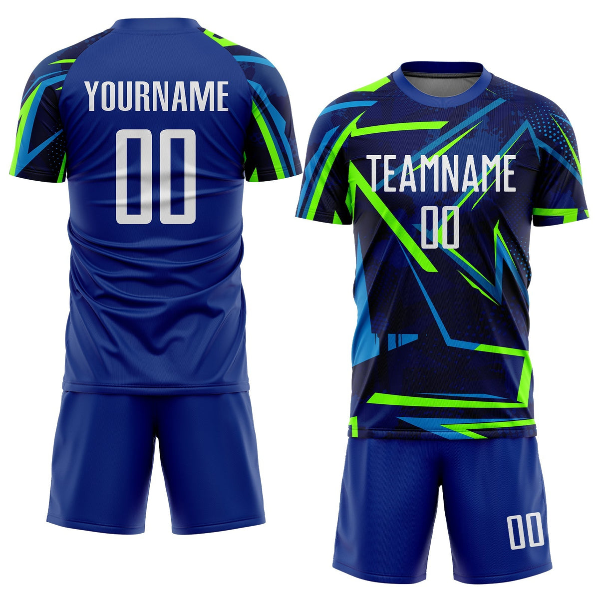 Custom Soccer Jersey - Royal White-Neon Green Sublimation product image 2