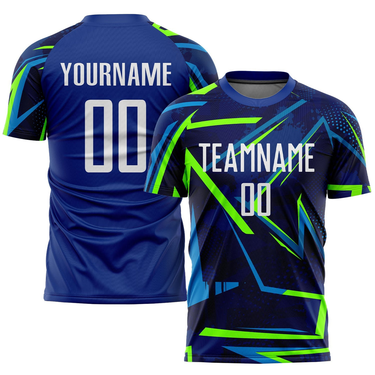 Custom Soccer Jersey - Royal White-Neon Green Sublimation product image 1