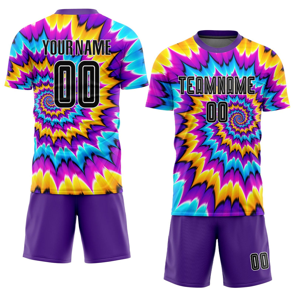 Custom Soccer Jersey - Tie Dye Black-White Sublimation product image 2