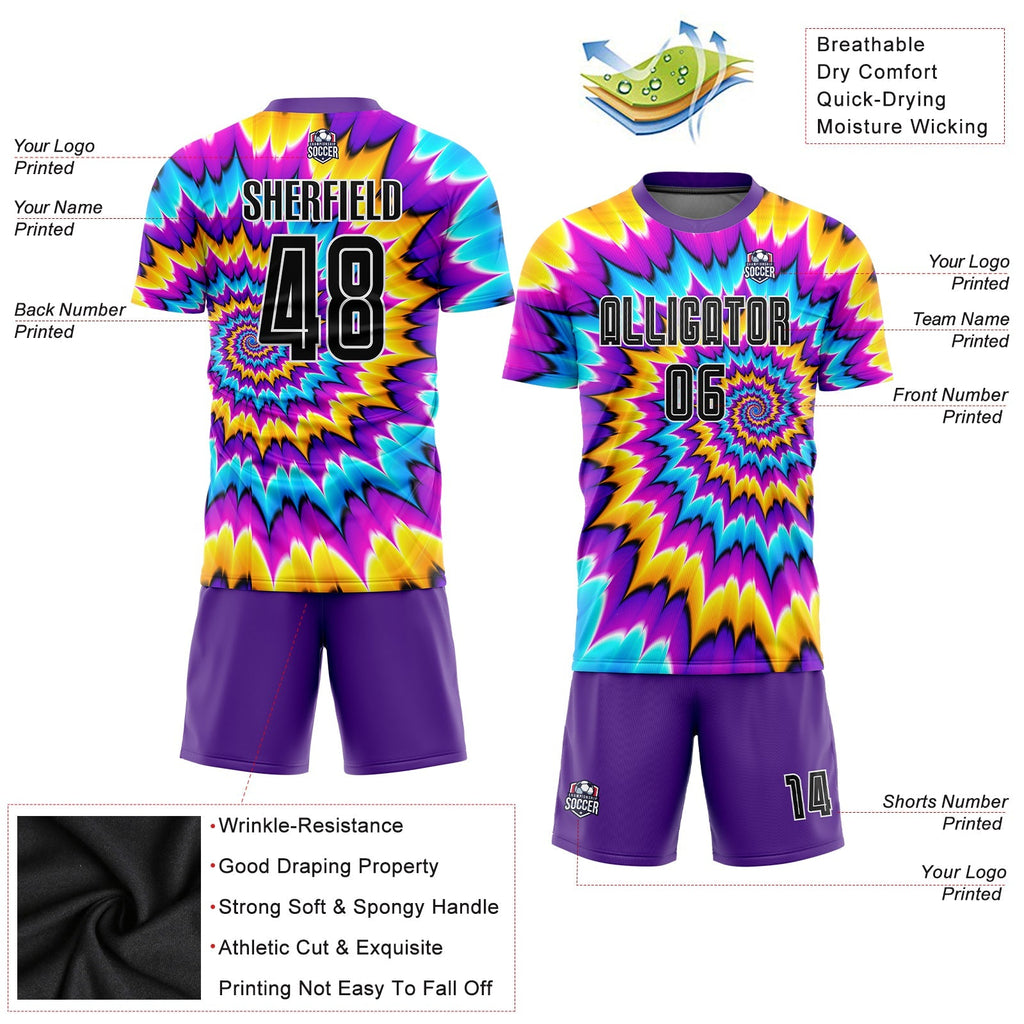 Custom Soccer Jersey - Tie Dye Black-White Sublimation product image 5