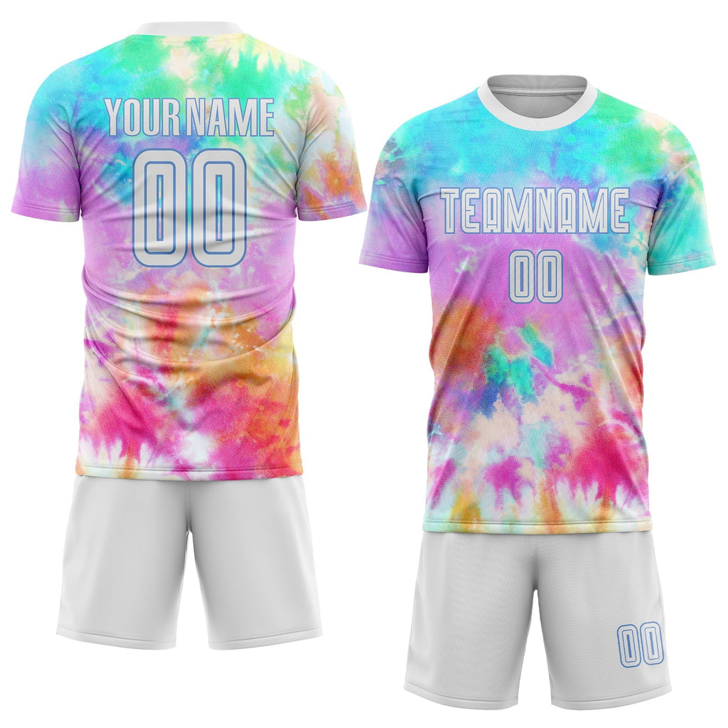 Custom Soccer Jersey - Tie Dye White-Light Blue Sublimation product image 2