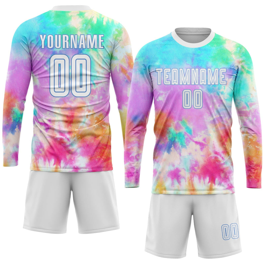 Custom Soccer Jersey - Tie Dye White-Light Blue Sublimation product image 4