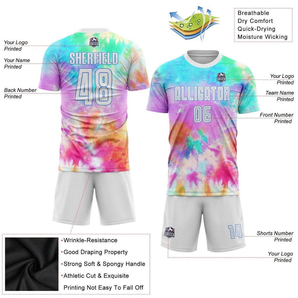 Custom Soccer Jersey - Tie Dye White-Light Blue Sublimation product image 5