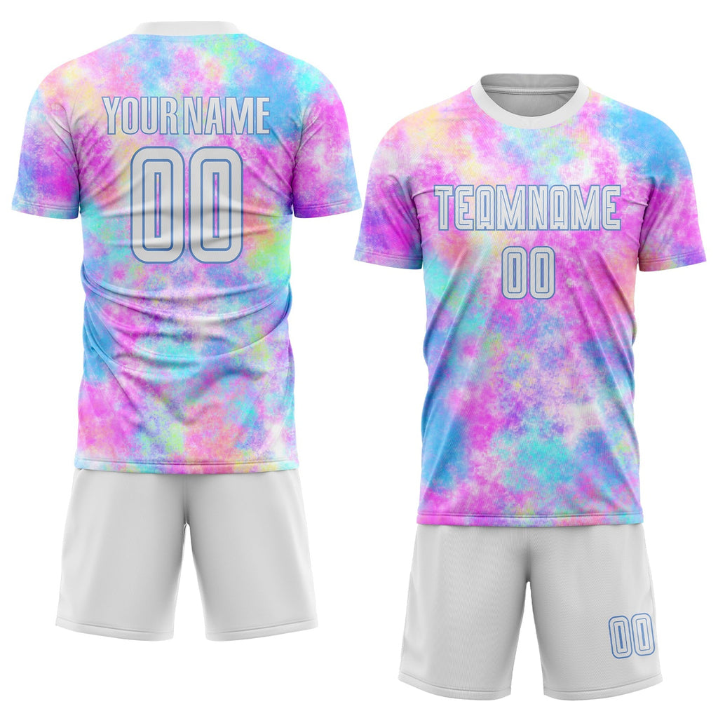 Custom Soccer Jersey - Tie Dye White-Light Blue Sublimation product image 2