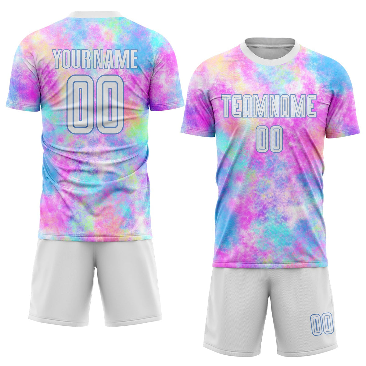 Custom Soccer Jersey - Tie Dye White-Light Blue Sublimation product image 2