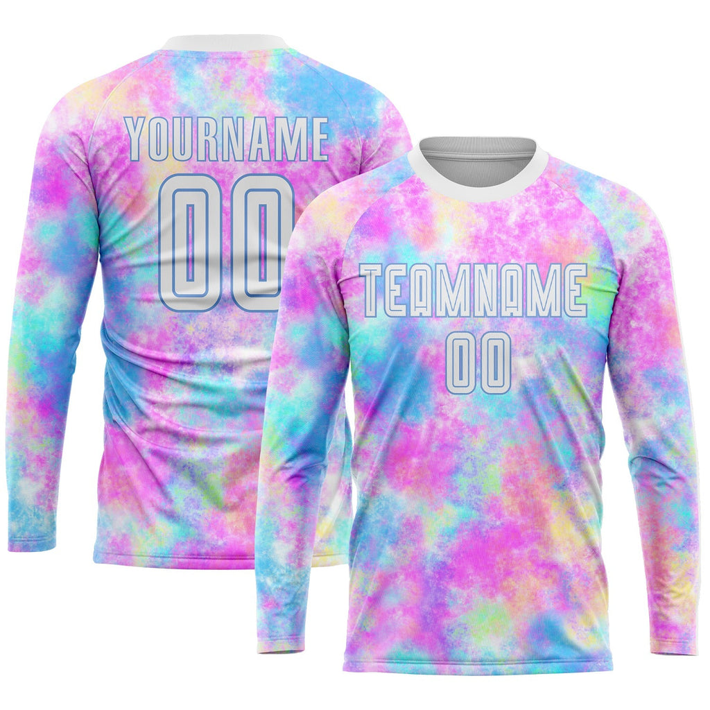 Custom Soccer Jersey - Tie Dye White-Light Blue Sublimation product image 3