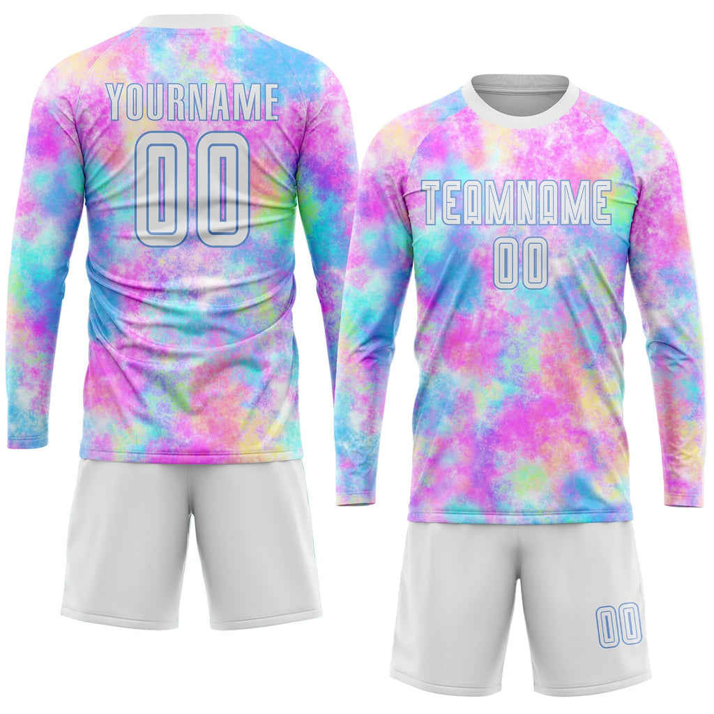 Custom Soccer Jersey - Tie Dye White-Light Blue Sublimation product image 4
