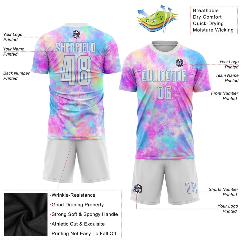 Custom Soccer Jersey - Tie Dye White-Light Blue Sublimation product image 5