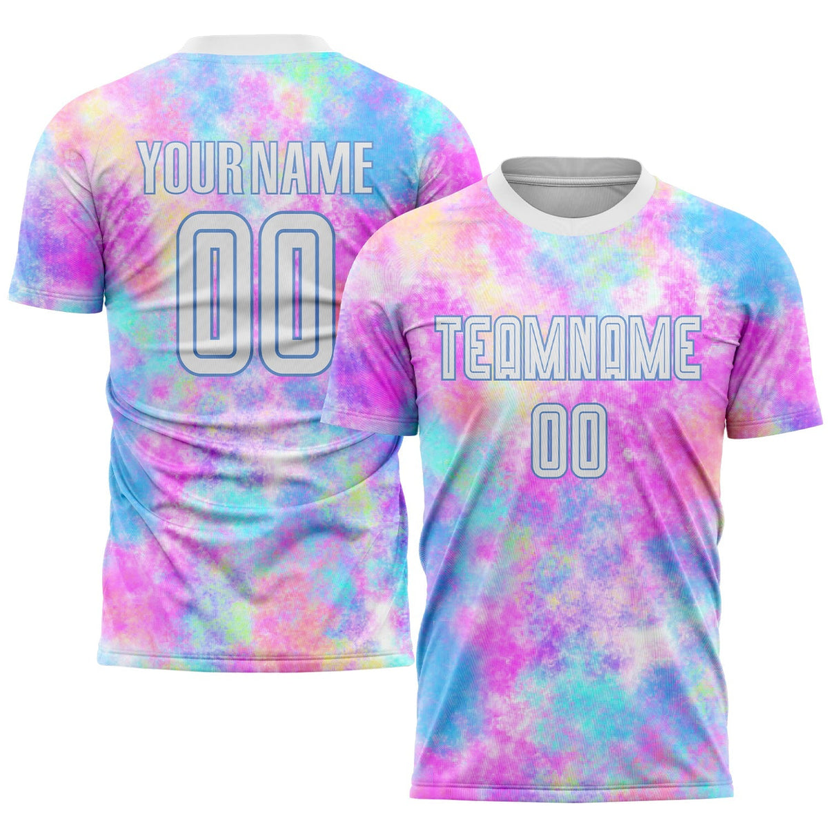 Custom Soccer Jersey - Tie Dye White-Light Blue Sublimation product image 1