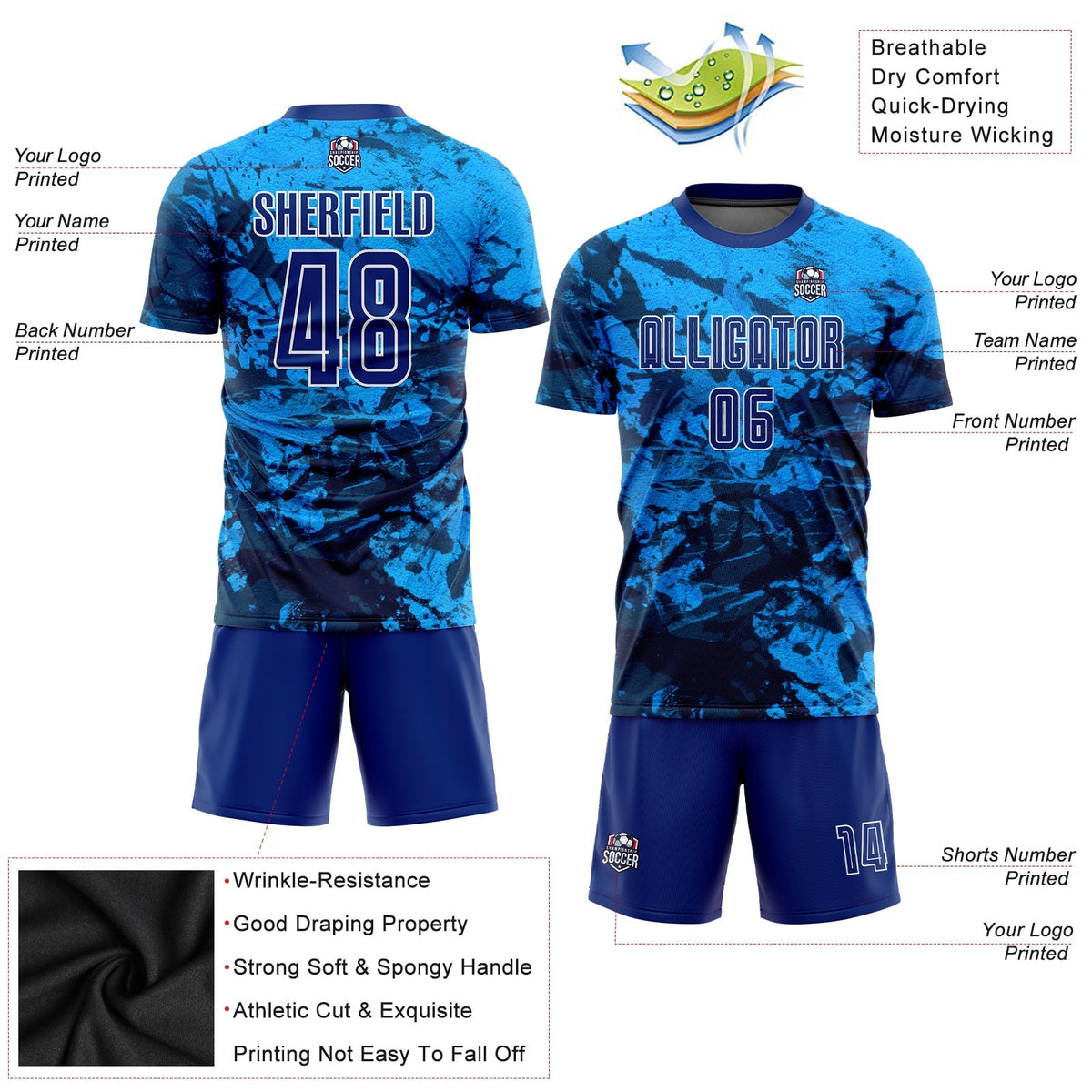Custom Soccer Jersey - Tie Dye Royal-White Sublimation product image 5