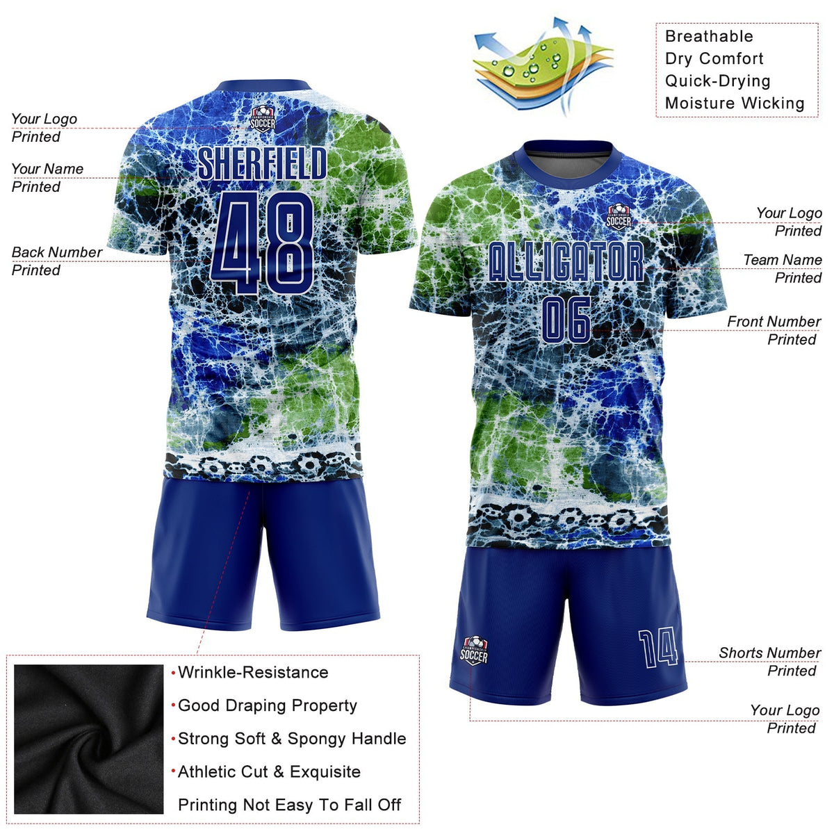 Custom Soccer Jersey - Tie Dye Royal-White Sublimation product image 5