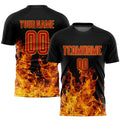 Custom Soccer Jersey - Black Red-Gold Flame Sublimation product image 1