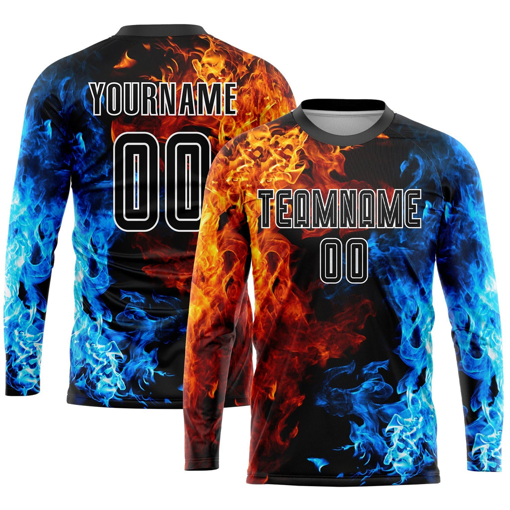 Custom Soccer Jersey - Figure Black-White Flame Sublimation product image 3