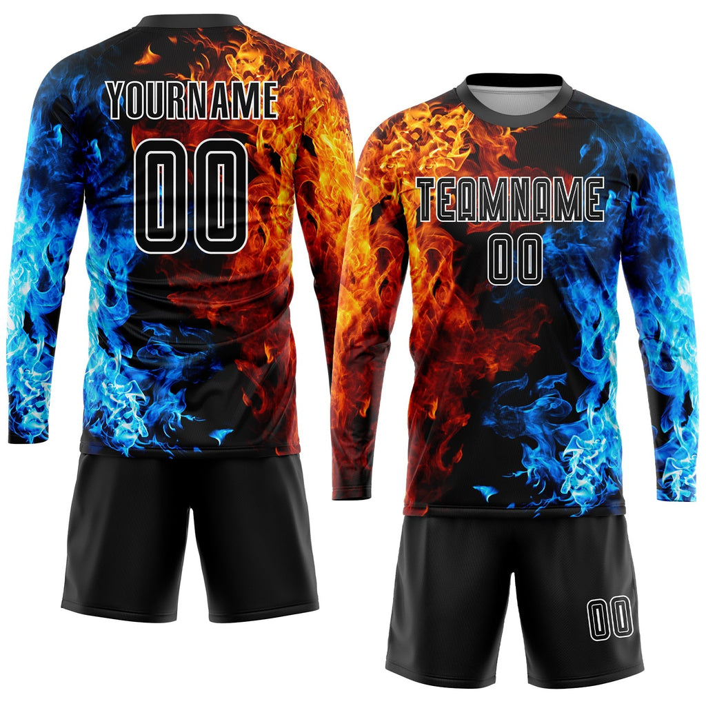 Custom Soccer Jersey - Figure Black-White Flame Sublimation product image 4