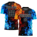 Custom Soccer Jersey - Figure Black-White Flame Sublimation product image 1