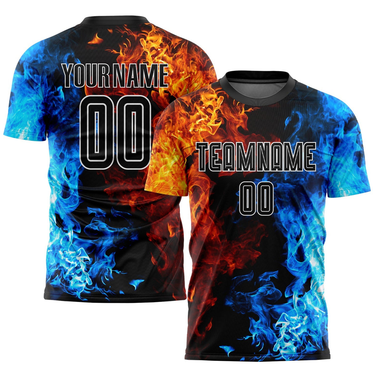 Custom Soccer Jersey - Figure Black-White Flame Sublimation product image 1