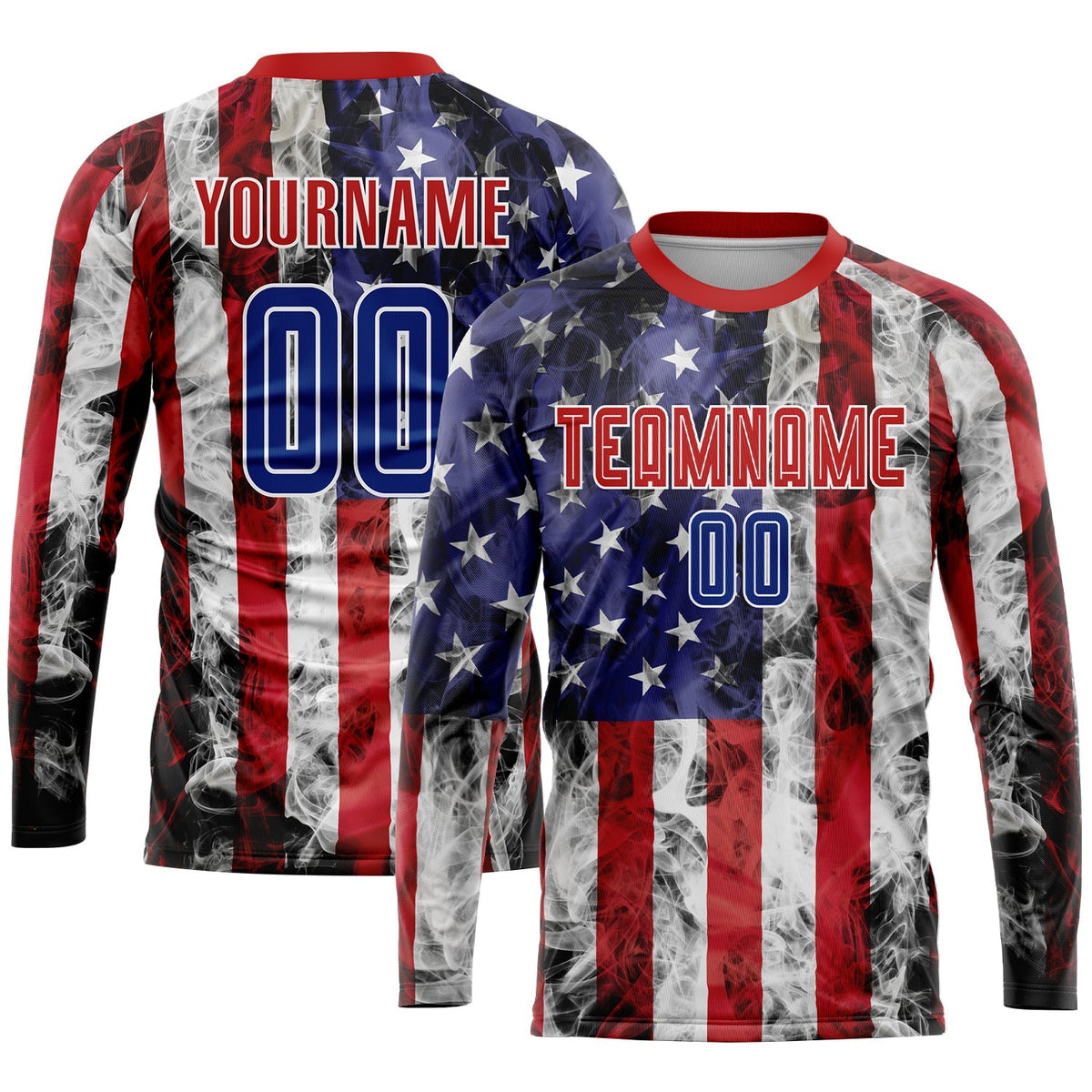 Custom Soccer Jersey - White Royal-Red American Flag product image 3