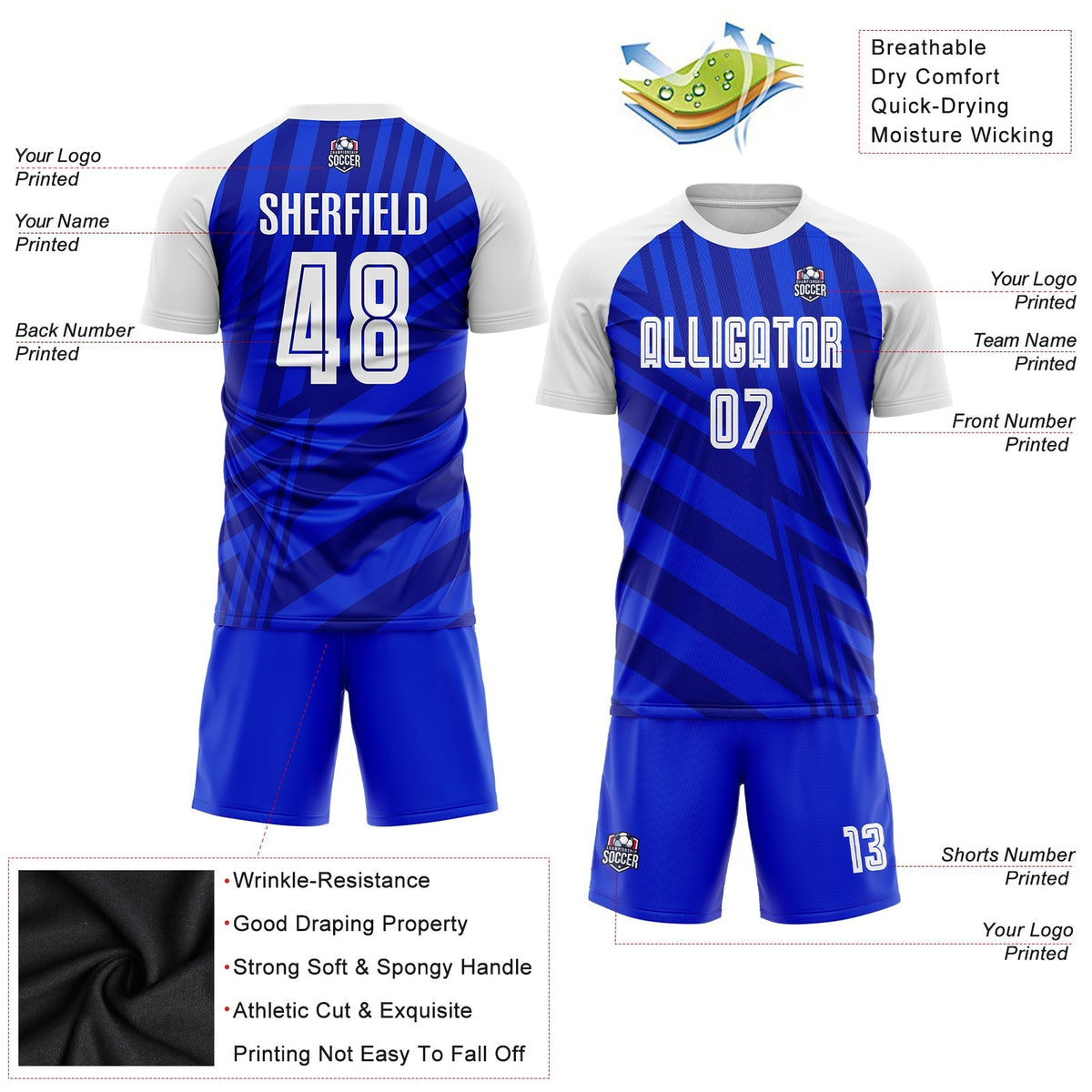 Custom Soccer Jersey - Royal White-Navy Sublimation Uniform product image 5