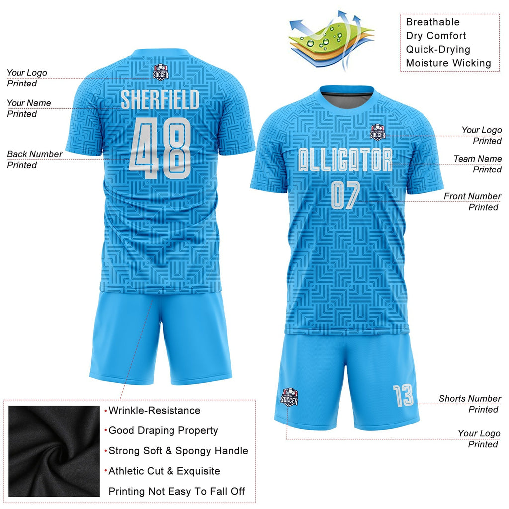 Custom Soccer Jersey - Light Blue White Home Sublimation product image 5