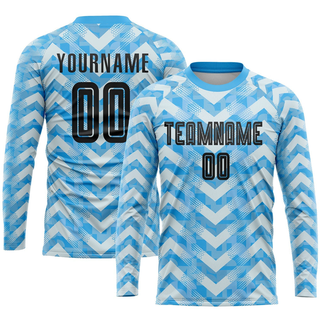 Custom Soccer Jersey - Light Blue Black-White Home product image 3